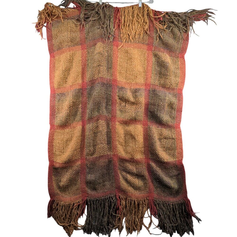 Kennebunk Weavers Knit Tasseled Blanket Multicolor Vintage Made in USA